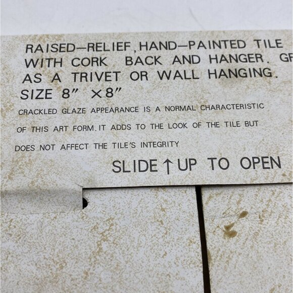 Art Tile Decorative Trivet Hanging Wall Penguins raise relief handpainted 8 x 8 - Picture 10 of 10